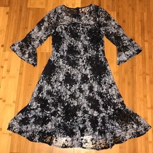 EVA by Eva Franco Blue Floral Lace Dress